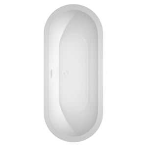 Soho 72 Inch Freestanding Bathtub in White with Shiny White Drain and Overflow Trim