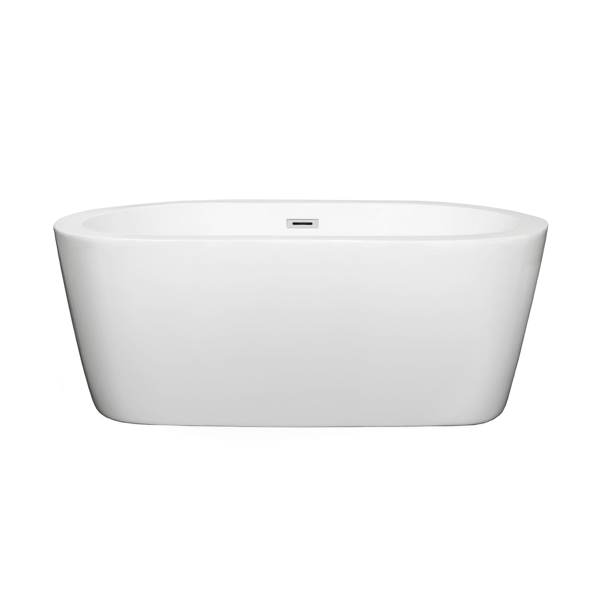 Mermaid 60 Inch Freestanding Bathtub in White with Polished Chrome Drain and Overflow Trim