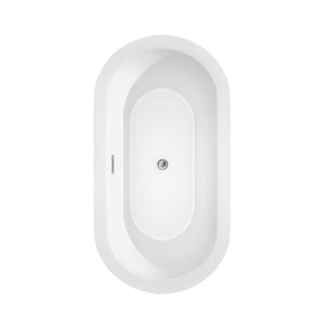 Mermaid 60 Inch Freestanding Bathtub in Black with White Interior with Polished Chrome Drain and Overflow Trim