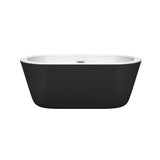 Mermaid 60 Inch Freestanding Bathtub in Black with White Interior with Brushed Nickel Drain and Overflow Trim