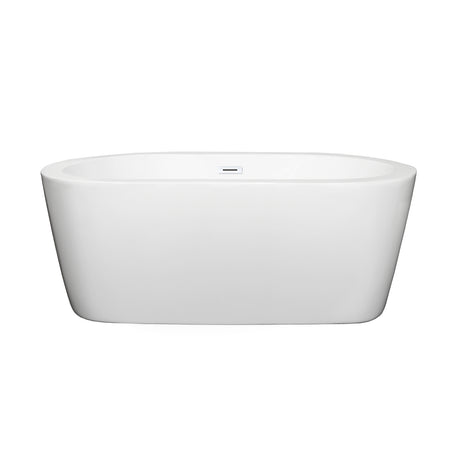 Mermaid 60 Inch Freestanding Bathtub in White with Shiny White Drain and Overflow Trim