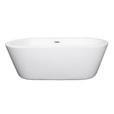 Mermaid 67 Inch Freestanding Bathtub in White with Polished Chrome Drain and Overflow Trim