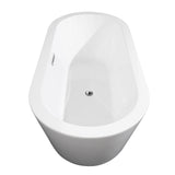 Mermaid 67 Inch Freestanding Bathtub in White with Polished Chrome Drain and Overflow Trim