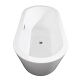 Mermaid 67 Inch Freestanding Bathtub in White with Polished Chrome Trim and Floor Mounted Faucet in Matte Black