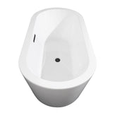 Mermaid 67 Inch Freestanding Bathtub in White with Matte Black Drain and Overflow Trim