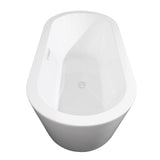 Mermaid 67 Inch Freestanding Bathtub in White with Shiny White Trim and Floor Mounted Faucet in Matte Black