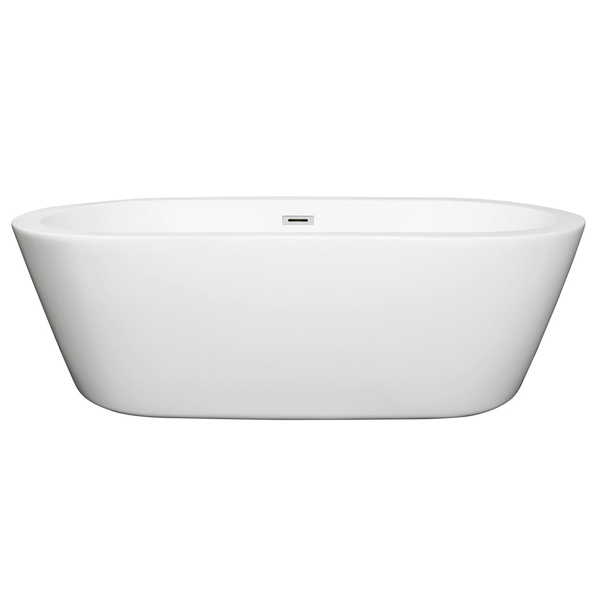 Mermaid 71 Inch Freestanding Bathtub in White with Polished Chrome Drain and Overflow Trim