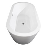 Mermaid 71 Inch Freestanding Bathtub in White with Polished Chrome Trim and Floor Mounted Faucet in Matte Black