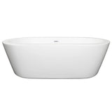 Mermaid 71 Inch Freestanding Bathtub in White with Shiny White Drain and Overflow Trim