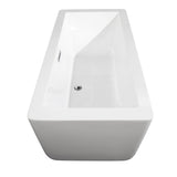 Laura 59 Inch Freestanding Bathtub in White with Polished Chrome Drain and Overflow Trim