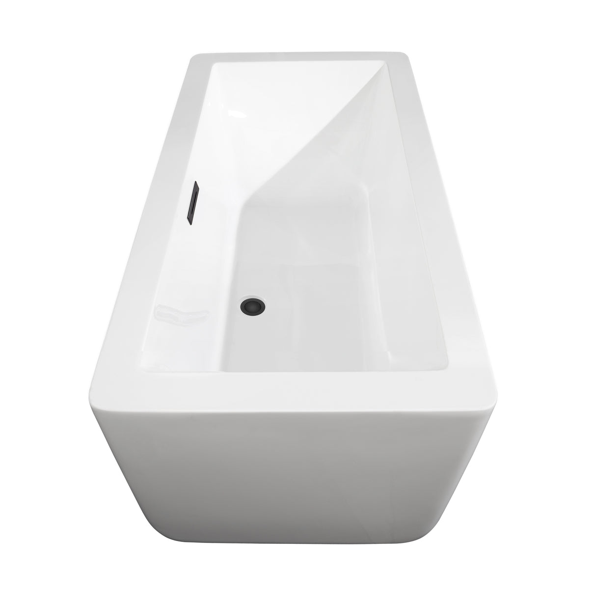 Laura 59 Inch Freestanding Bathtub in White with Matte Black Drain and Overflow Trim