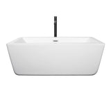 Laura 59 Inch Freestanding Bathtub in White with Polished Chrome Trim and Floor Mounted Faucet in Matte Black