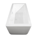 Laura 59 Inch Freestanding Bathtub in White with Shiny White Trim and Floor Mounted Faucet in Brushed Gold