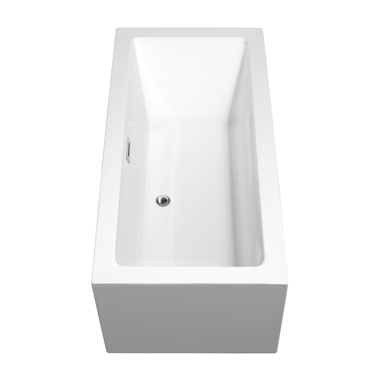 Melody 60 Inch Freestanding Bathtub in White with Floor Mounted Faucet Drain and Overflow Trim in Polished Chrome