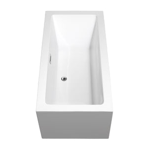 Melody 60 Inch Freestanding Bathtub in White with Floor Mounted Faucet Drain and Overflow Trim in Polished Chrome