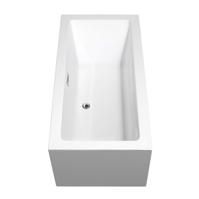 Melody 60 Inch Freestanding Bathtub in White with Polished Chrome Trim and Floor Mounted Faucet in Matte Black