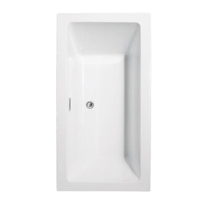 Melody 60 Inch Freestanding Bathtub in White with Polished Chrome Trim and Floor Mounted Faucet in Matte Black