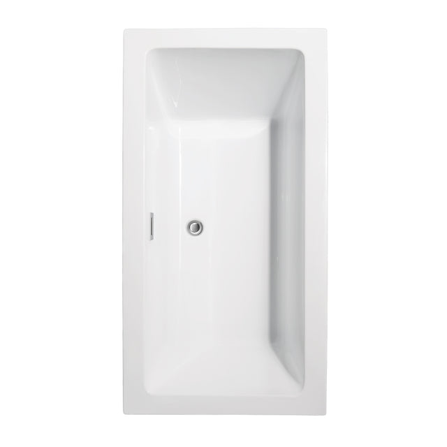 Melody 60 Inch Freestanding Bathtub in White with Polished Chrome Trim and Floor Mounted Faucet in Matte Black