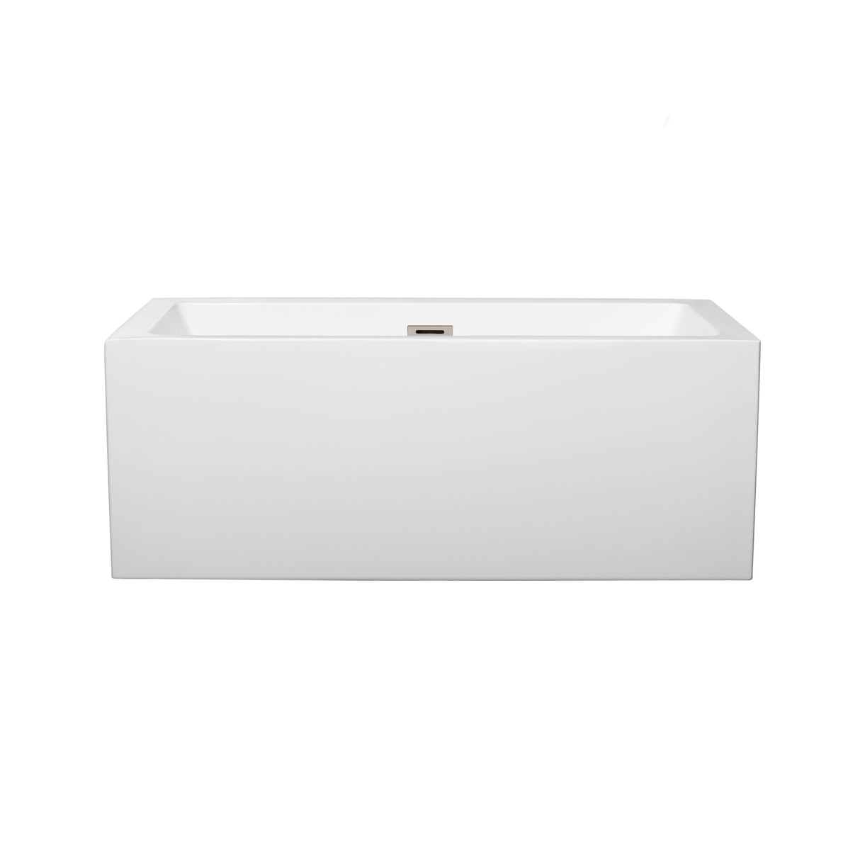 Melody 60 Inch Freestanding Bathtub in White with Brushed Nickel Drain and Overflow Trim