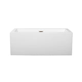 Melody 60 Inch Freestanding Bathtub in White with Brushed Nickel Drain and Overflow Trim