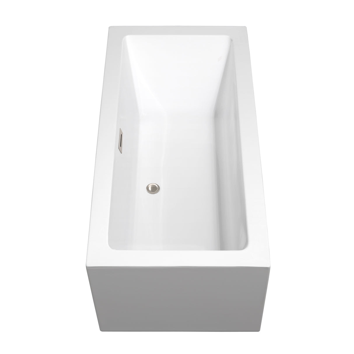 Melody 60 Inch Freestanding Bathtub in White with Brushed Nickel Drain and Overflow Trim