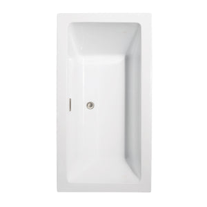 Melody 60 Inch Freestanding Bathtub in White with Brushed Nickel Drain and Overflow Trim