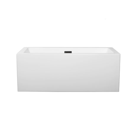 Melody 60 Inch Freestanding Bathtub in White with Matte Black Drain and Overflow Trim