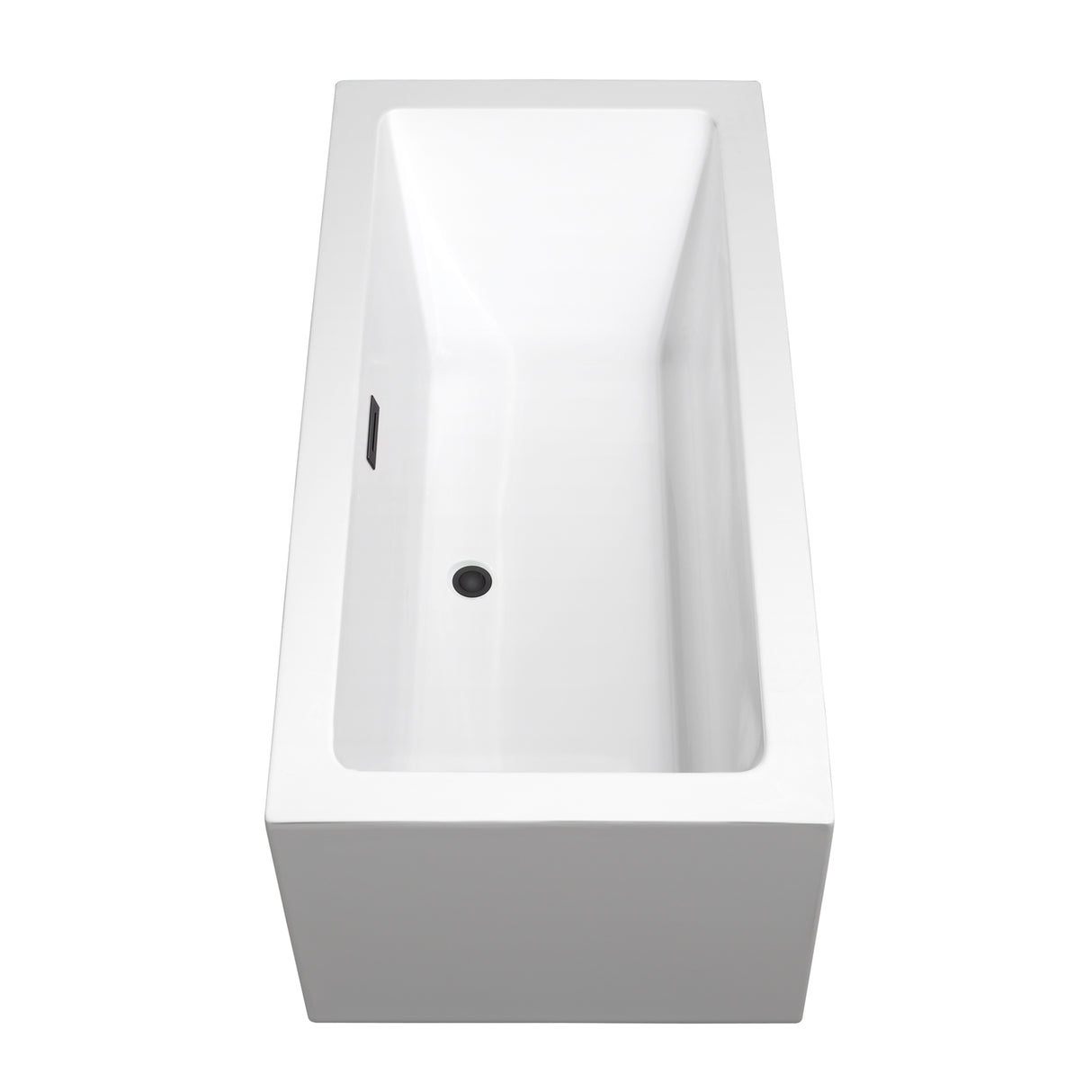 Melody 60 Inch Freestanding Bathtub in White with Matte Black Drain and Overflow Trim