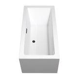 Melody 60 Inch Freestanding Bathtub in White with Floor Mounted Faucet Drain and Overflow Trim in Matte Black