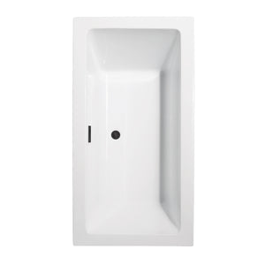 Melody 60 Inch Freestanding Bathtub in White with Matte Black Drain and Overflow Trim