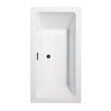 Melody 60 Inch Freestanding Bathtub in White with Floor Mounted Faucet Drain and Overflow Trim in Matte Black