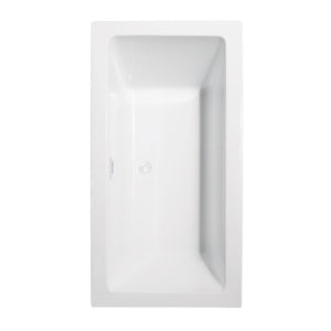 Melody 60 Inch Freestanding Bathtub in White with Shiny White Trim and Floor Mounted Faucet in Matte Black