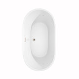 Carissa 60 Inch Freestanding Bathtub in White with Brushed Nickel Drain and Overflow Trim