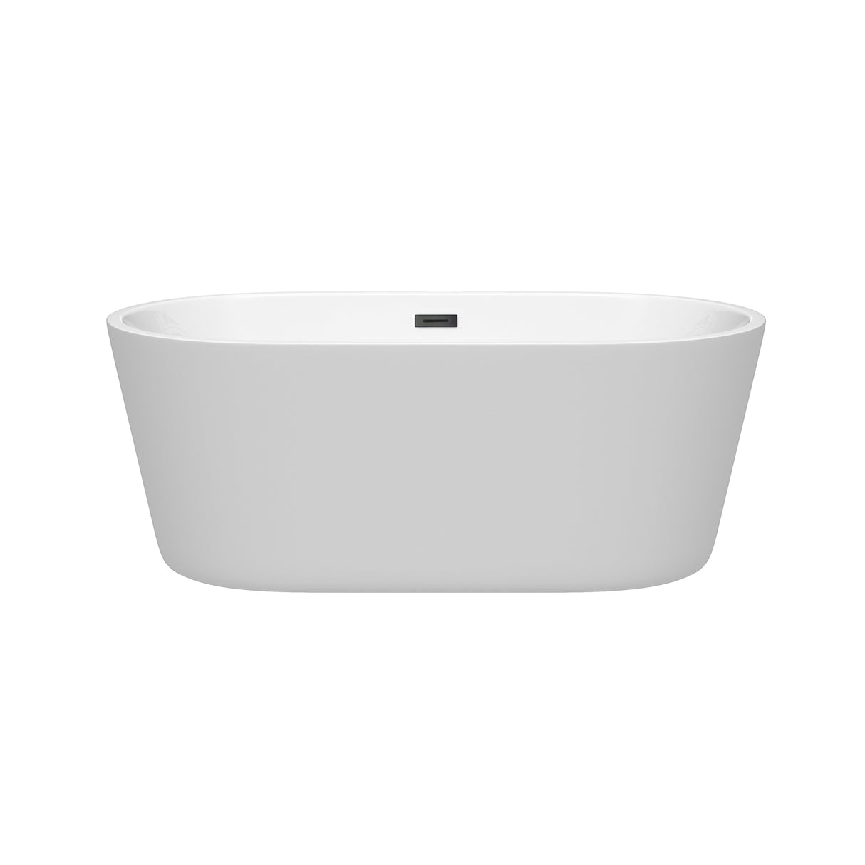 Carissa 60 Inch Freestanding Bathtub in White with Matte Black Drain and Overflow Trim