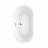 Carissa 60 Inch Freestanding Bathtub in White with Matte Black Drain and Overflow Trim