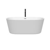 Carissa 60 Inch Freestanding Bathtub in White with Polished Chrome Trim and Floor Mounted Faucet in Matte Black