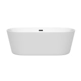 Carissa 67 Inch Freestanding Bathtub in White with Matte Black Drain and Overflow Trim