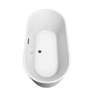 Carissa 67 Inch Freestanding Bathtub in White with Matte Black Drain and Overflow Trim