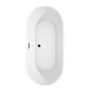 Carissa 67 Inch Freestanding Bathtub in White with Matte Black Drain and Overflow Trim