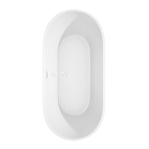 Carissa 67 Inch Freestanding Bathtub in White with Shiny White Drain and Overflow Trim
