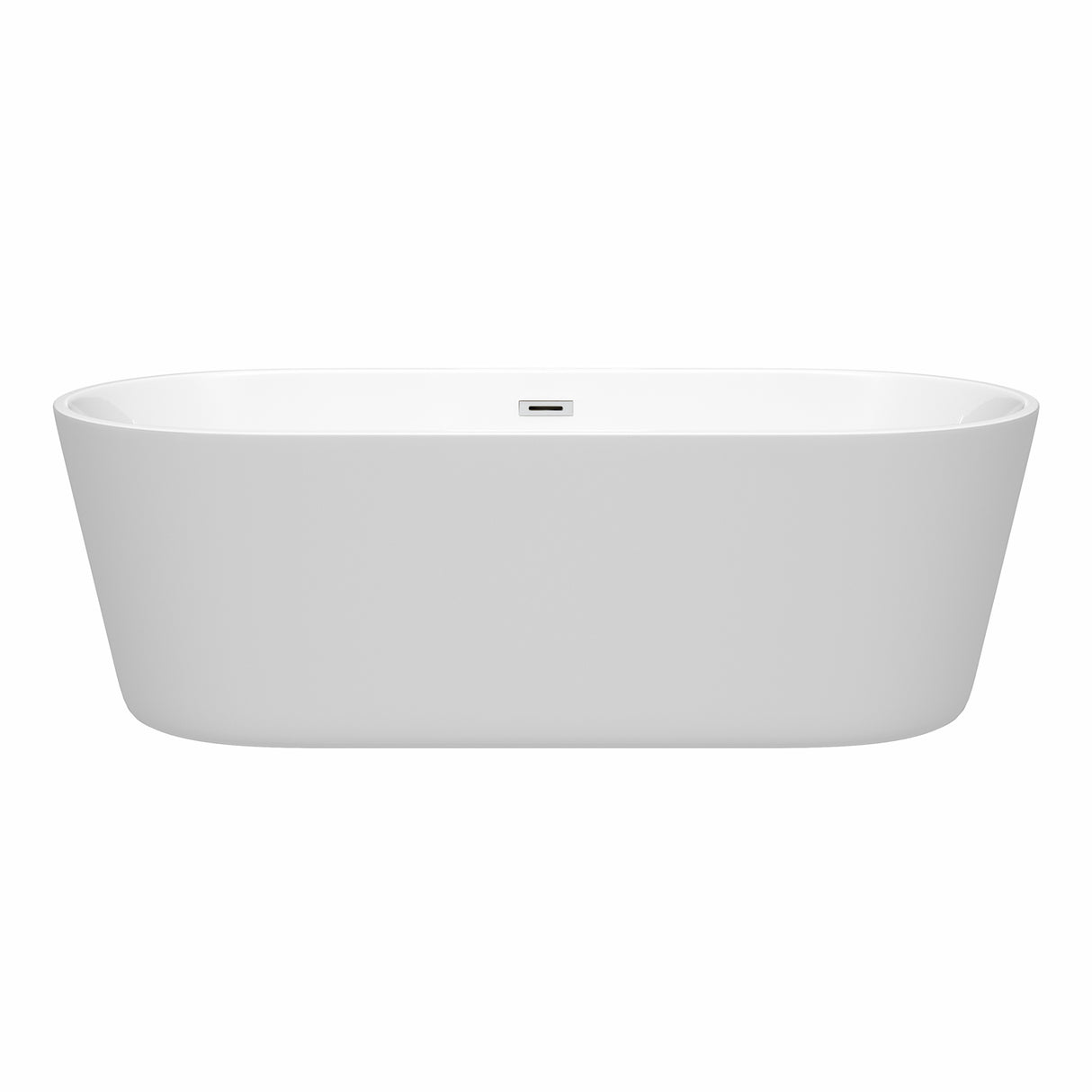 Carissa 71 Inch Freestanding Bathtub in White with Polished Chrome Drain and Overflow Trim