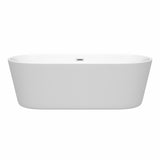 Carissa 71 Inch Freestanding Bathtub in White with Polished Chrome Drain and Overflow Trim