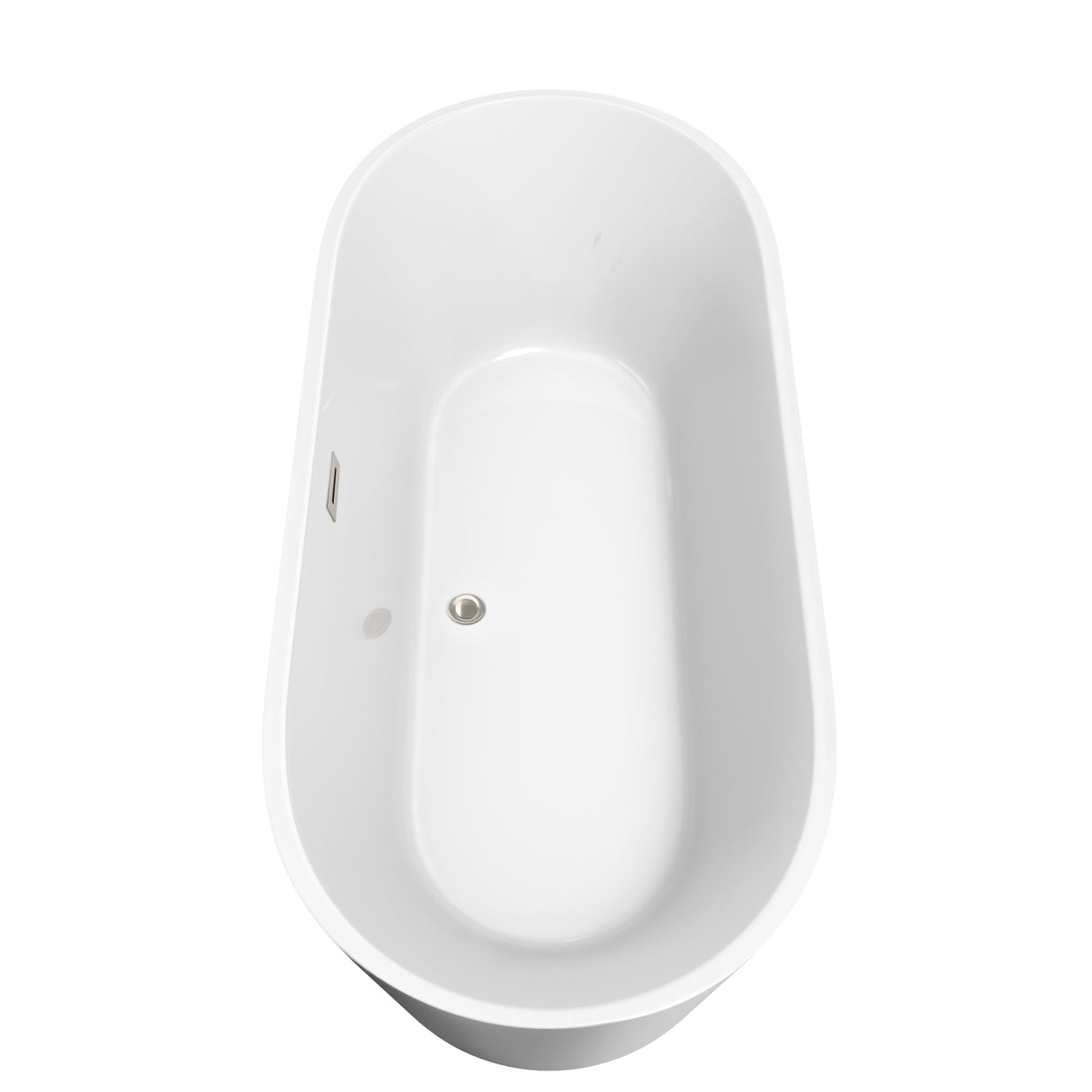 Carissa 71 Inch Freestanding Bathtub in White with Floor Mounted Faucet Drain and Overflow Trim in Brushed Nickel