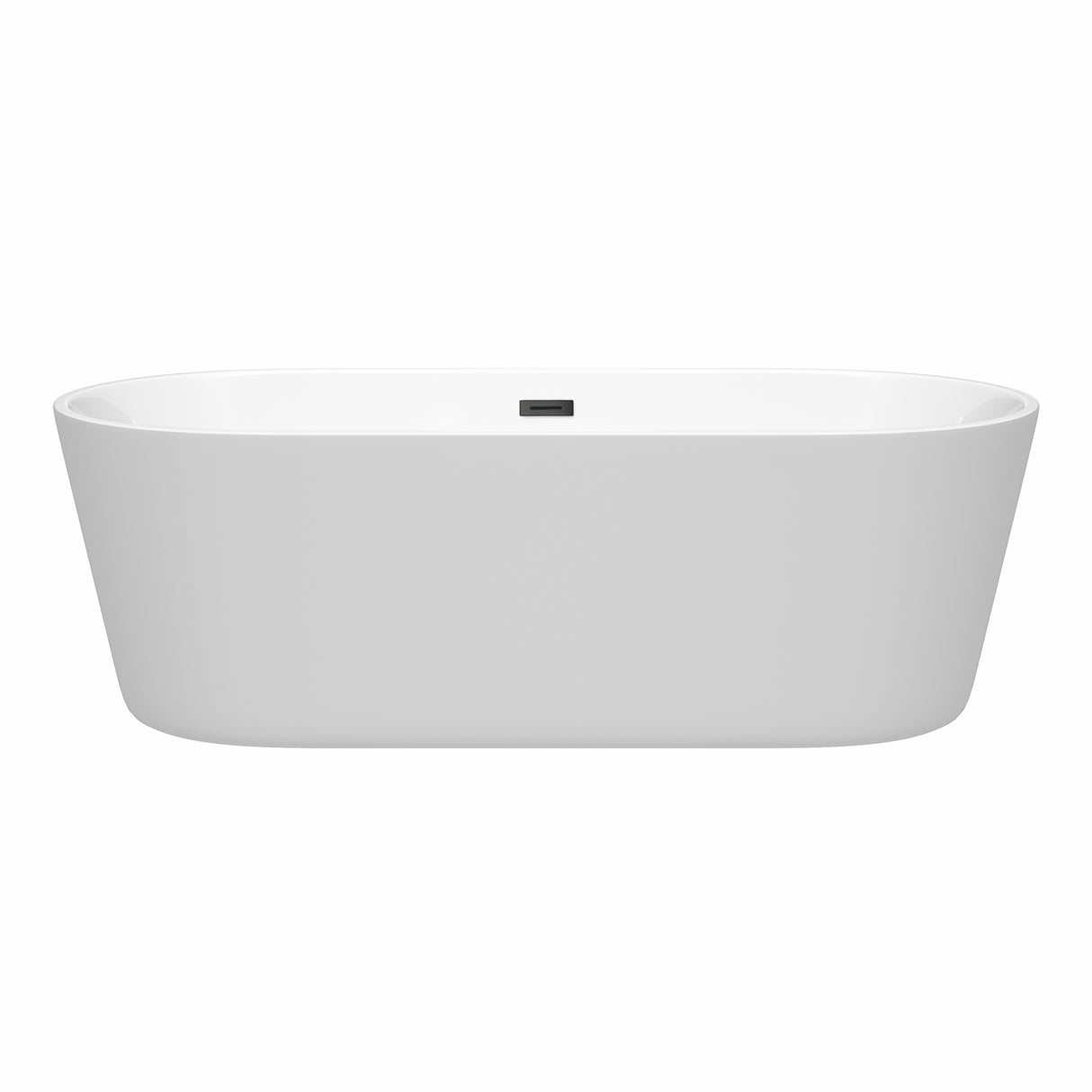 Carissa 71 Inch Freestanding Bathtub in White with Matte Black Drain and Overflow Trim