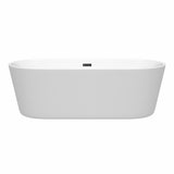 Carissa 71 Inch Freestanding Bathtub in White with Matte Black Drain and Overflow Trim