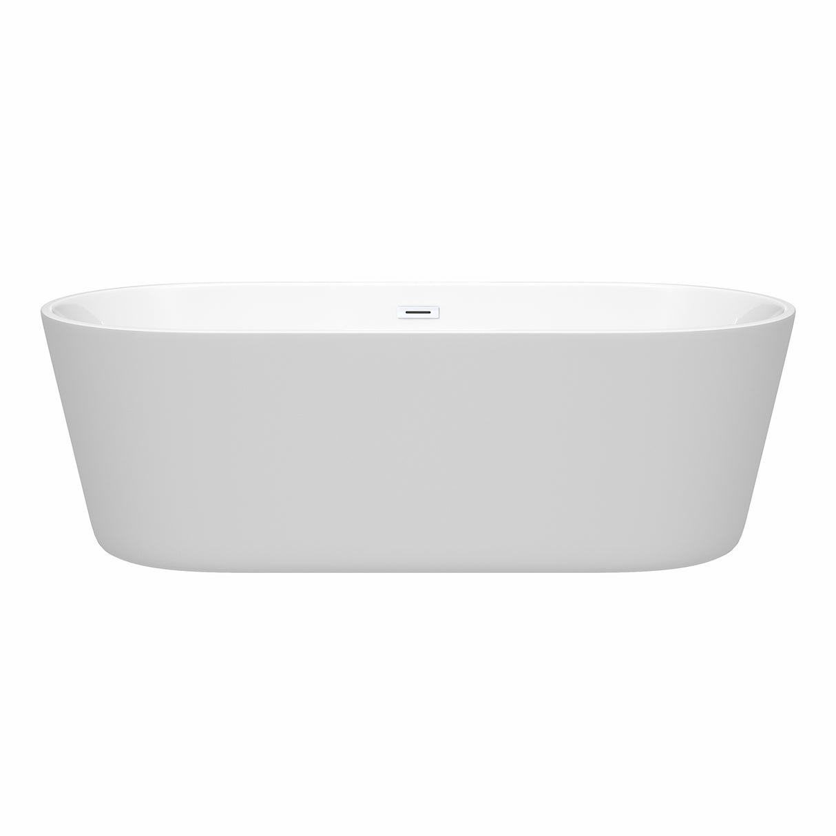 Carissa 71 Inch Freestanding Bathtub in White with Shiny White Drain and Overflow Trim