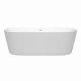 Carissa 71 Inch Freestanding Bathtub in White with Shiny White Drain and Overflow Trim