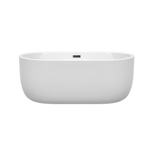 Juliette 60 Inch Freestanding Bathtub in White with Matte Black Drain and Overflow Trim