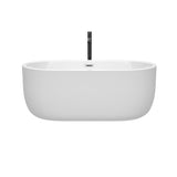 Juliette 60 Inch Freestanding Bathtub in White with Polished Chrome Trim and Floor Mounted Faucet in Matte Black