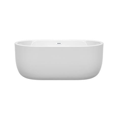 Juliette 60 Inch Freestanding Bathtub in White with Shiny White Drain and Overflow Trim